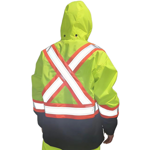 Ensemble imperméable jaune réfléchissant deux pièces pour la sécurité routière et l'entretien des routes en extérieur - Product Image 1