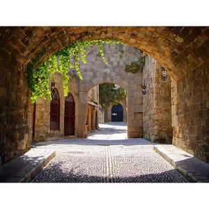 Kudüs eski şehir şehir sokakları evler dar sokak zemin taşlar kaya duvar kale arka plan doğum günü partisi odası dekorasyon - Product Image 2