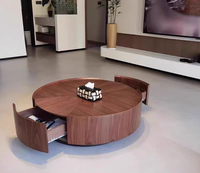 Table basse moderne rétro en bois de noyer salon de luxe léger Table basse et haute ronde en bois imbriquée
