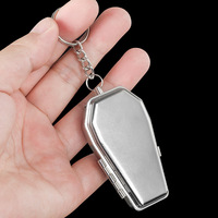 Mini Cenicero de bolsillo portátil para exteriores, herramienta de ataúd, llavero con estilo sin humo, Cenicero de resina para cigarrillos y llave de Metal