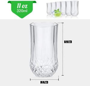 Eleganti <span class=keywords><strong>bicchieri</strong></span> Highball Set di <span class=keywords><strong>12</strong></span> <span class=keywords><strong>bicchieri</strong></span> fantasia 11 once trasparente Base pesante vetro alto Bar - Product Image 6