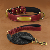 Collier et laisse pour chien de style luxueux personnalisable, solide, avec décoration en rivets, motif imprimé personnalisé, accessoire pour animaux de compagnie
