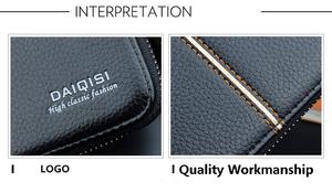 DAIQISI nuovo stile lungo in pelle PU portafoglio <span class=keywords><strong>pochette</strong></span> con cerniera per gli uomini con cinturino con manico, maschio cucita colori borsa del telefono cellulare - Product Image 4