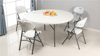 Ensemble de tables et chaises pliantes en plastique blanc pour l'extérieur, idéal pour le jardin, l'hôtel et la cuisine