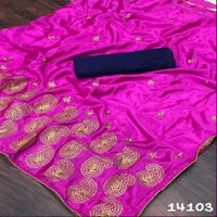 Pakaian Tradisional Etnis India Sari Sutra Banarasi Lembut Berkualitas Tinggi Pallu Tebal Pinggiran Tenun Seragam Blus Sama Wanita Sutra