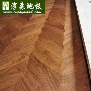 Treesen FSC American Walnut Fan Shaped Leaf Shape Design Wood Flooring/Curved Design Wood Flooring Wall Panel