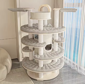 Modern Gray <b>Cat</b> <b>Tree</b> <b>Scratching</b> <b>Post</b> Tower Climbing Frame <b>Cat</b> Condo Indoor Wooden <b>Cat</b> Furniture - Product Image 1
