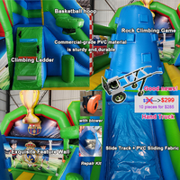 Structure gonflable de football avec toboggan, location commerciale pour fêtes, château gonflable de football avec panier de basket et mur d'escalade