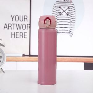Bouteille isotherme sous vide en acier inoxydable ZY 500 ml avec pompe, personnalisable avec impression de logo - Product Image 1
