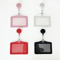 Porte-badge rétractable en cuir orné de strass avec attache rapide pour infirmière, médecin, étudiant, ou employé de bureau