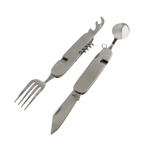 High Quality Multifunction 5 In 1 Travel Outdoor Camping Tableware Spoon Fork Knife Set