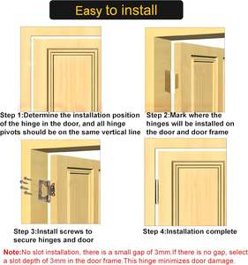 Charnière de porte papillon en fer de 4 pouces, finition or brossé, roulement à billes 2BB, épaisseur renforcée de 2,5 mm, quincaillerie pour porte en bois - Product Image 5