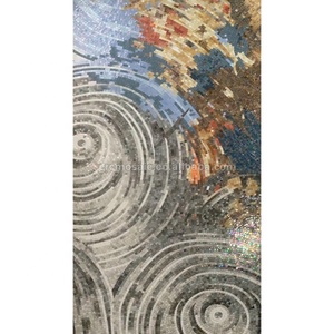 Diseño Artístico Circular de Pájaro Flameante, Decoración para Entrada, Marco Metálico, Mosaico de Pared Personalizado, Mosaico de Vidrio Cortado a Mano, Azulejos Murales - Product Image 6