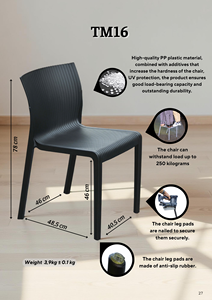 Chaise en plastique moulé à motif ondulé avec dossier haut, empilable et durable pour événements, banquets et usage commercial - Product Image 4