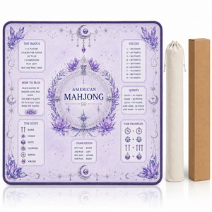 Tapis de Mahjong Américain Esthétique en Cristal Lavande, Motif Lune Céleste, Antidérapant et Imperméable, avec Guide des Règles pour Jeux de Cartes - Product Image 4