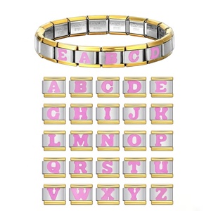 Wholesale Hot Sales Custom 26 English A-Z <b>Letters</b> Italian Charm Link Fit 9mm Stainless Steel Bracelet DIY Making Jewelry Gift - Product Image 1