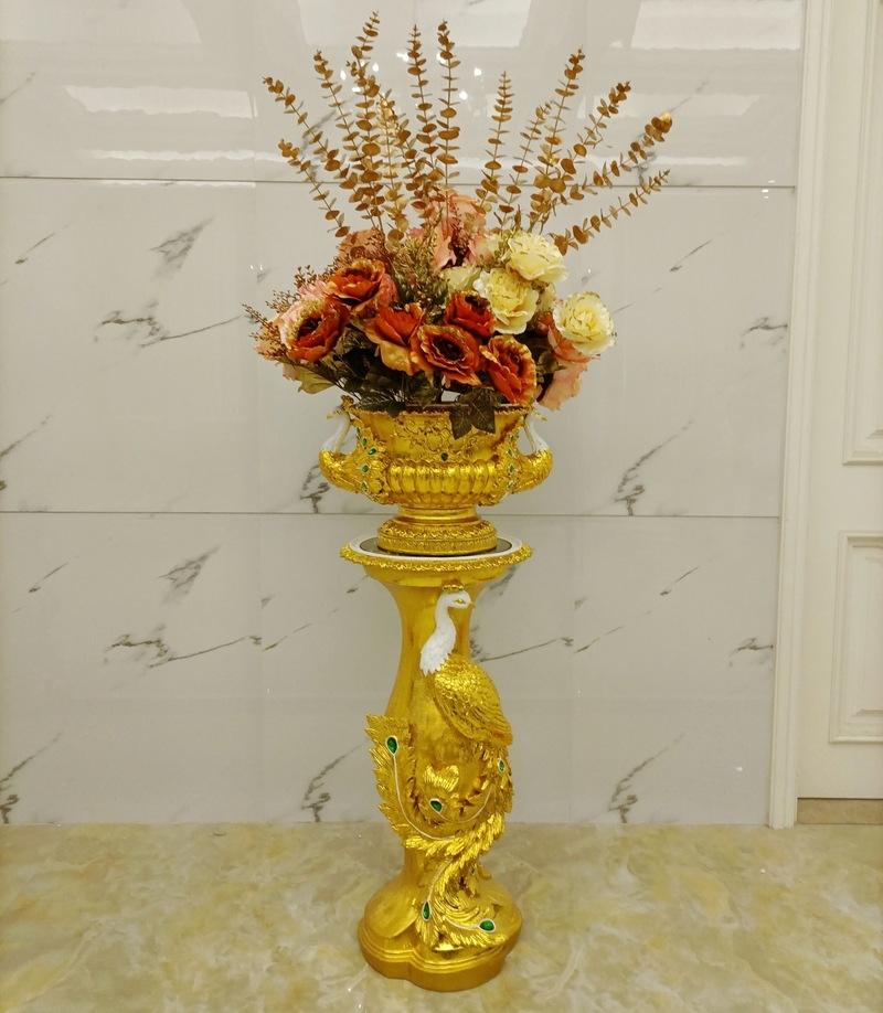 แจกันตั้งพื้นลายยูงทอง/ทองสว่าง