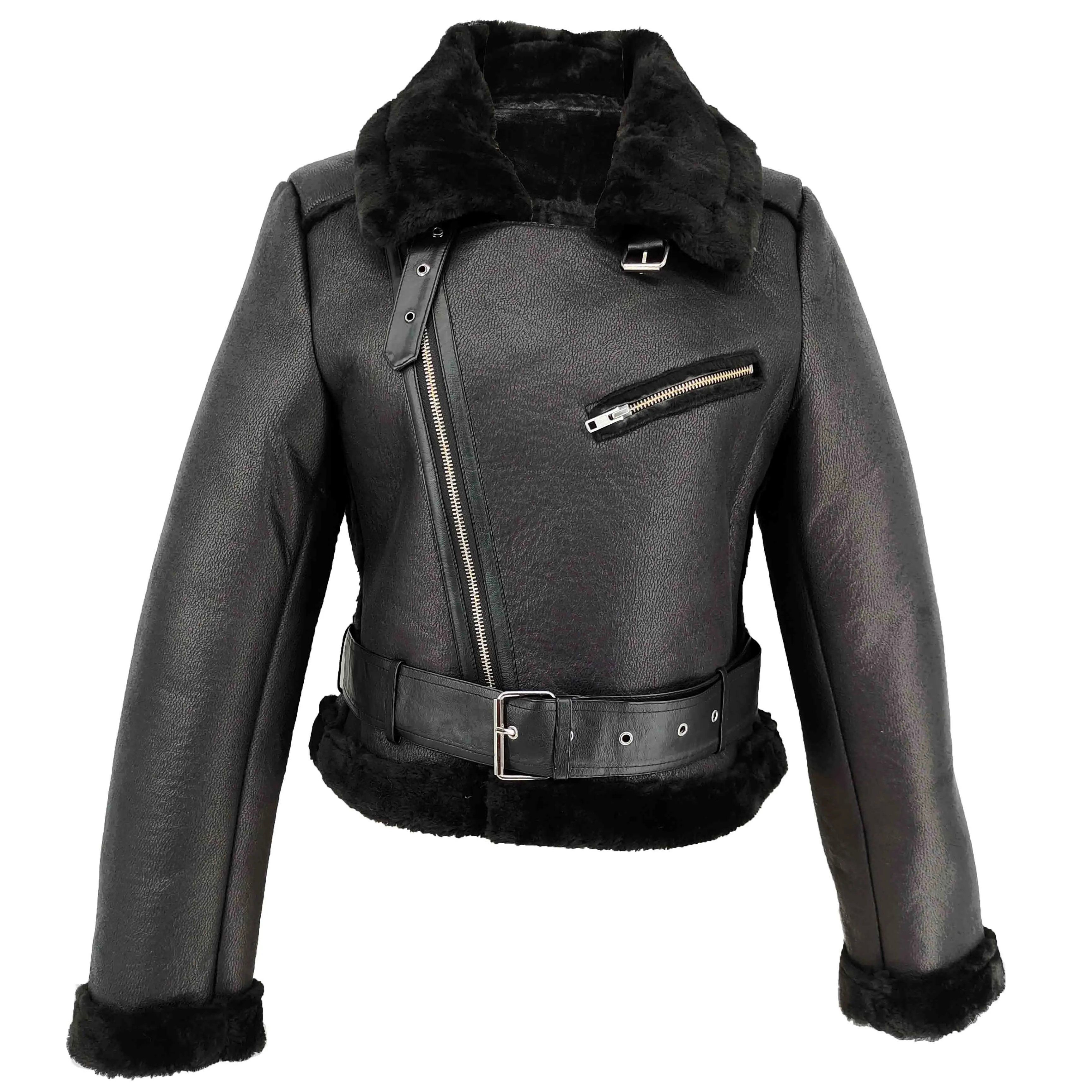 उच्च गुणवत्ता जिपर मोटा गरम देवियों माइक्रो साबर मुद्रित बंधुआ फर जैकेट सर्दियों महिलाओं कोट चमड़े का जैकेट