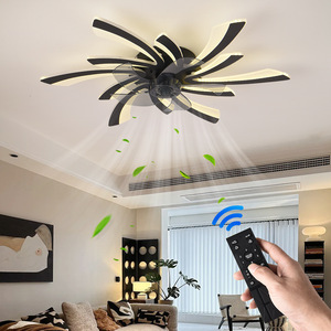 Modern LED <b>Ceiling</b> Fan 5 Blades DC Motor <b>Remote</b> <b>Control</b> Flush Mount Warm White <b>Light</b> Living Room Fan 48 Inches+ - Product Image 1