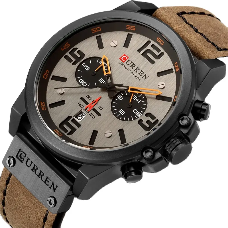 Reloj de pulsera deportivo para hombre, de cuarzo y cuero, marca superior, erkek saat curren, 8314