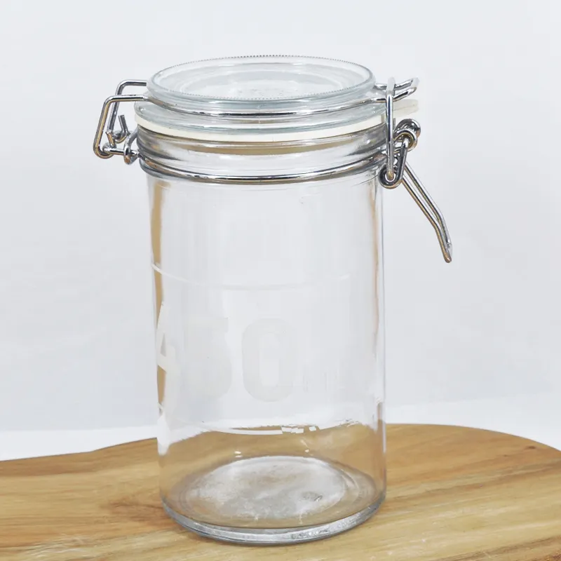 Kín Bảo Quản Hạt Kín Container Kẹp 250Ml 450Ml 1000Ml Thủy Tinh Lưu Trữ Jar Kẹo Thủy Tinh Jar Với Kín Thủy Tinh Nắp