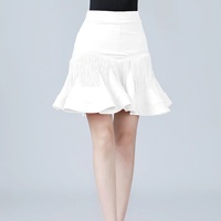 Moins cher robe de danse latine couleur rouge arête de poisson jupe à franges pratique et scène effectuer gland danse porter vêtements jupe de danse
