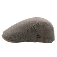 Casquette de gavroche en tweed à chevrons pour hommes et femmes, doublée polaire épaisse, réglable, chapeau de béret de conduite British Ivy Flat Ivy