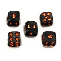 Dés à six faces en résine noire en forme de crâne, écologiques, à coins arrondis, pour jeux créatifs, accessoires amusants, jeux décontractés, fêtes, carnavals, bars
