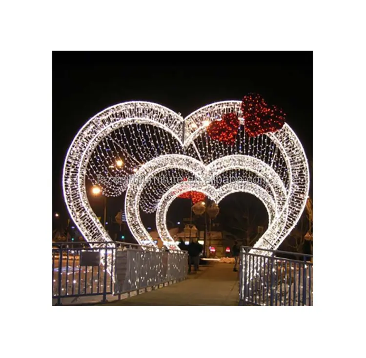 Hochzeit Bühnen dekor Metall Hochzeits bogen Liebe Herz Bogen Rahmen Hintergrund mit LED-Licht