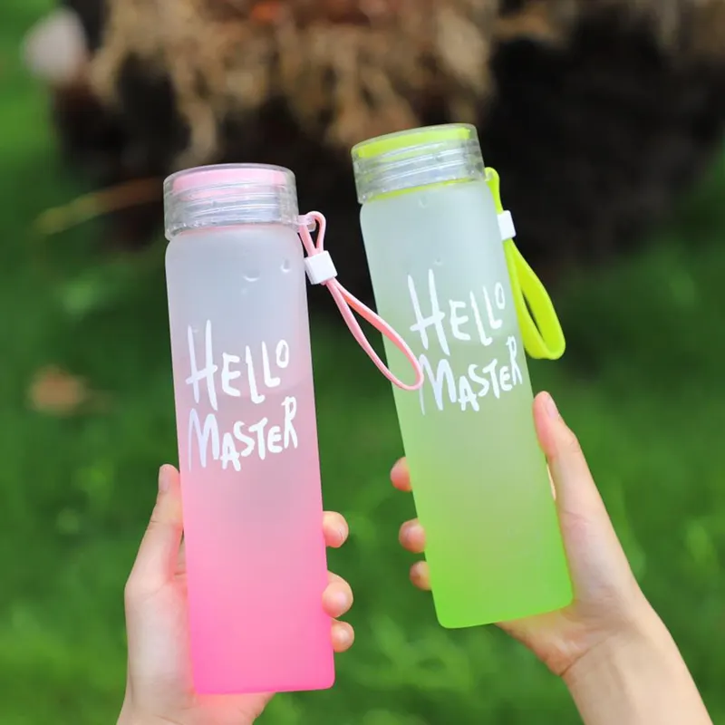 Wholesale Hot Selling 2024 Drinking water Handy cup glass water bottle with plastic lid