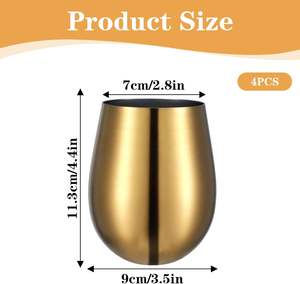Cangkir anggur emas tahan pecah, Mug bentuk telur di dinding tunggal, kacamata anggur tanpa batang baja tahan karat 500ml 17oz untuk Bar luar ruangan - Product Image 2