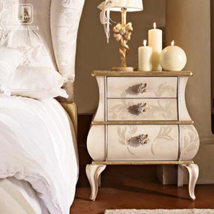 Juego <span class=keywords><strong>de</strong></span> Muebles <span class=keywords><strong>de</strong></span> Dormitorio Royal Classic <span class=keywords><strong>de</strong></span> la Mejor Calidad, Cama Cuadrada <span class=keywords><strong>de</strong></span> Lujo en Blanco y Dorado con Cabecera Curva - Product Image 2