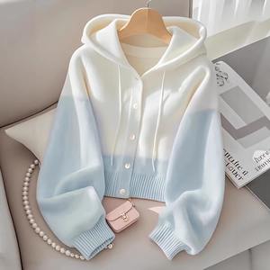 <span class=keywords><strong>Cardigan</strong></span> in Maglia a Maniche Lunghe 100% Cotone <span class=keywords><strong>con</strong></span> <span class=keywords><strong>Cappuccio</strong></span> Casual da <span class=keywords><strong>Donna</strong></span> Primavera-Autunno 2026 - Product Image 2