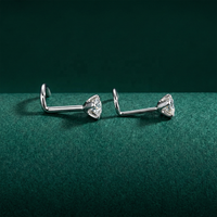 Nouveauté 2026 : Bijou de piercing corporel unisexe en argent sterling 925, clou de nez et boucles d'oreilles à bouton en moissanite VVS1 de 4 mm (0,24 ct) à enfiler