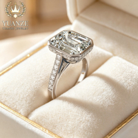 Bague en argent sterling 925 avec moissanite taille émeraude couleur D, personnalisable, vente en gros, pour fiançailles, mariage, demande en mariage, cadeau pour femme