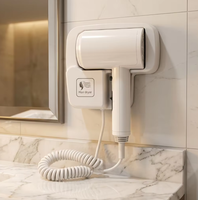 Sèche-cheveux professionnel mural en plastique à moteur DC 1200W, 110 000 tr/min, 3 vitesses, séchage rapide, portable, avec protection contre la surchauffe