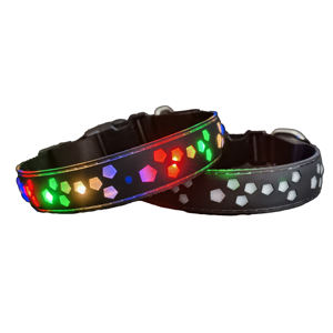 USB Rechargeable LED Luminous Pet <b>Collar</b> RGB Color Solid Pattern Ribbons High-Visibility Adjustable Glow LED Night Safety - Product Image 1