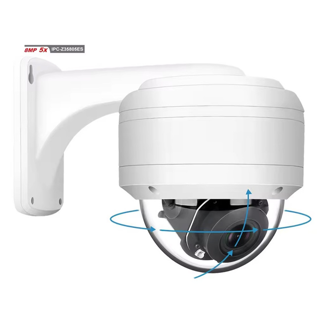 8MP Camera PTZ with 5X Zoom Support Human Detection Built in Mic 100ft IR Distance H.265+ IP66 IK10