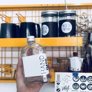 Flat Clear 10cl 100mL 100cc Botella de licor de vidrio para café Whisky <span class=keywords><strong>Gin</strong></span> Vodka Spirit Bebida hecha a mano con tapón de rosca - Product Image 2