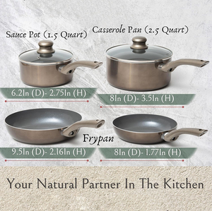 Juego de 6 Ollas de Cocina con Tapas de Vidrio, Asas de Baquelita, Aptas para Lavavajillas y Horno, para Estufas de Gas e Inducción, Juego de Utensilios de Cocina de Cerámica - Product Image 2