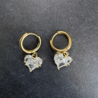 Boucles d'oreilles pendantes de luxe personnalisées en or 18 carats plaqué or, avec perles en pierre naturelle facettée en forme de cœur et cristaux multicolores pour femme