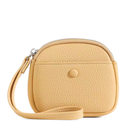 Dompet Koin Mini Kulit PU dengan Tali Pergelangan Tangan, Dompet Kartu Tipis dengan Ritsleting dan Kantong Snap, Grosir Logo Kustom Hadiah untuk Wanita