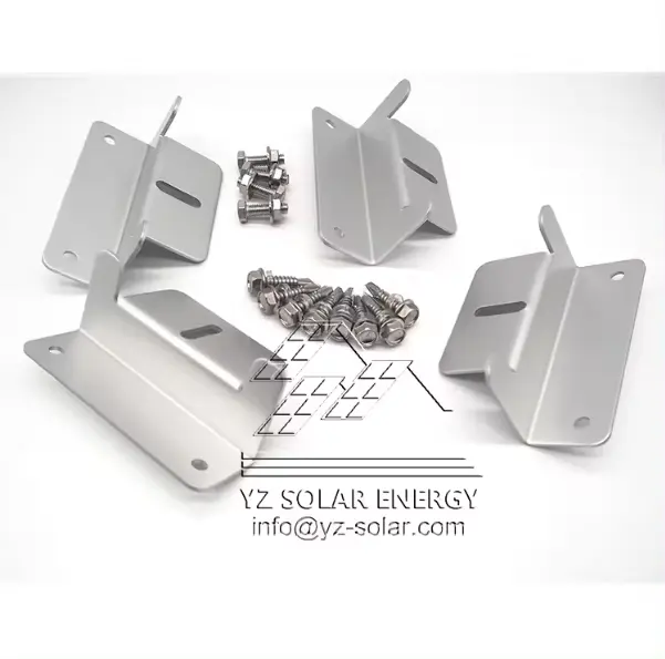 Z Supports Supports Kit de Panneau Solaire YZ Aluminium Solaire de Haute Qualité pour Toit Plat DIY Hors Réseau Argent Anodisé Z Type Clip SUS304