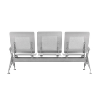 Chaise d'attente 3 places en acier inoxydable pour aéroport, école, gare routière, avec grille perforée pour la ventilation, durable et facile à nettoyer