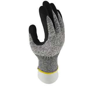 ANSI A6 Agarre antideslizante Resistencia al aceite Guantes resistentes a cortes Guantes de seguridad con revestimiento de Palma de nitrilo de arena negra - Product Image 6
