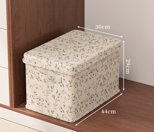 Boîte de rangement en tissu pour la maison avec couvercle, boîte de rangement de grande capacité pour armoire, boîte de rangement pliable pour vêtements pour dortoir - Product Image 1