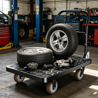 Chariot à plateforme pliable en acier à quatre roues, cadre renforcé robuste, capacité de charge OEM 400-1000 kg