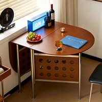 Table à manger pliante en bois massif de style rétro moderne du milieu du siècle, chaises, finition noyer, bureau mobile pour salon, design ovale extensible