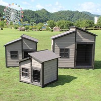 M   Vente en gros de niches pour chiens en bois massif embouti, de taille moyenne, petite et grande, imperméables, cage pour animaux de compagnie d'extérieur