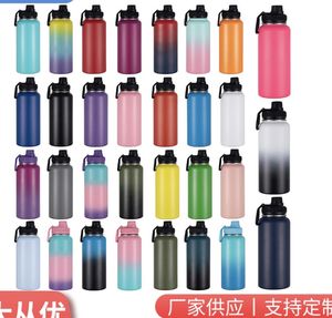 32oz <b>Insulated</b> Water Bottle <b>Straw</b> Stainless Steel Metal Vacuum Water Flask Large Thermos Water Bottle Travel Camping Gym Sports - Product Image 3